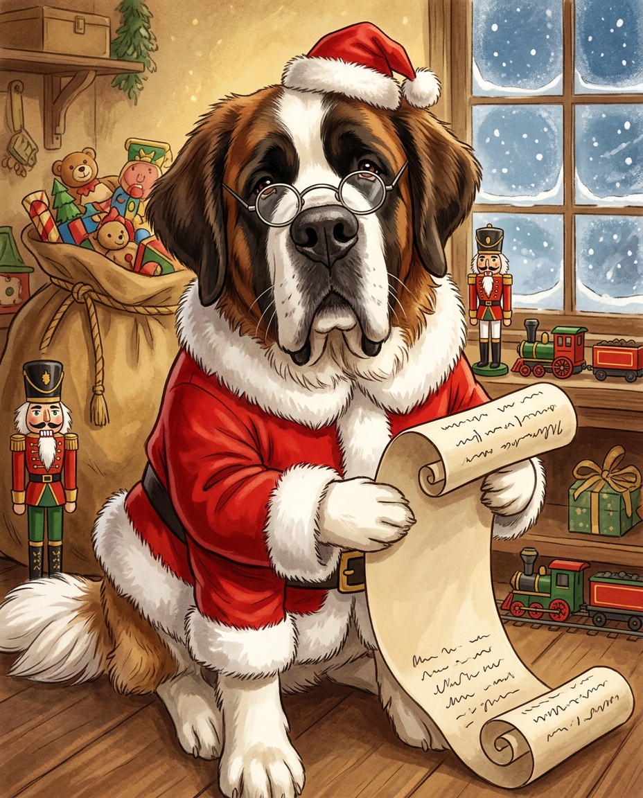 Example of the Santa Paws portrait style